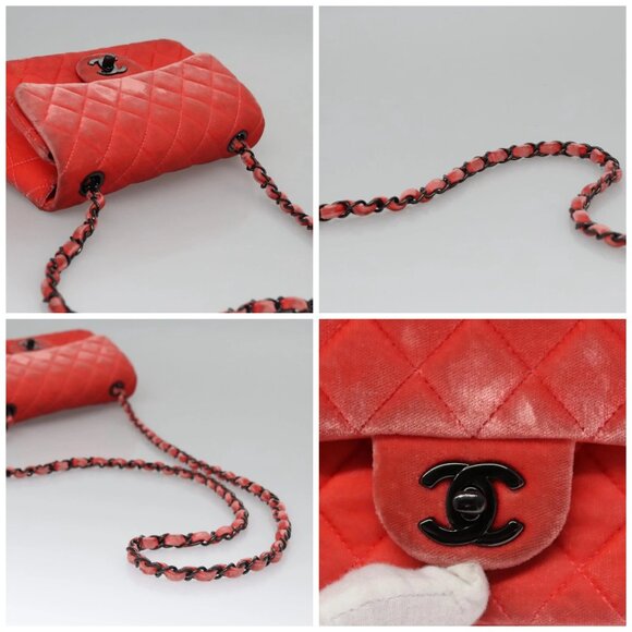 CHANEL Matelasse Chain Shoulder Bag Velor Pink CC Auth BD244V - Picture 16 of 16